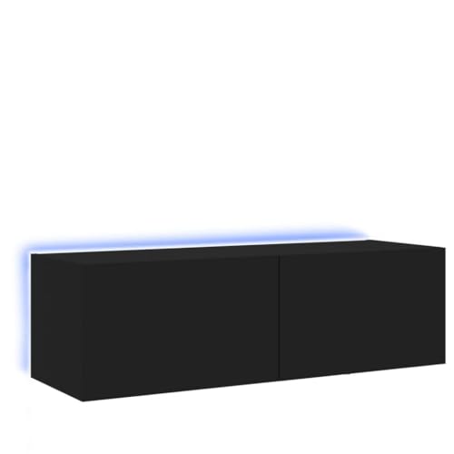 SKM TV-Wandschrank mit LED-Leuchten Schwarz 100x35x31 cm,Möbel,TV-Möbel,Schwarz,17.85 kg,837296 von SKM