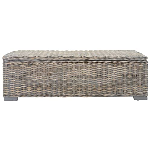 SKM Truhe Grau 110 cm Natur Kubu Rattan & Massivholz Mahagoni,Möbel,Sitzbänke,Truhen- & Flurbänke,Grau,10.56 kg,344882 von SKM