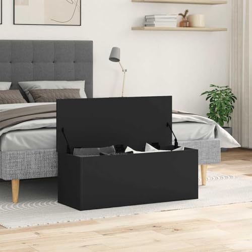 SKM Truhe Schwarz 90x35x35 cm Holzwerkstoff,Möbel,Schränke,Aufbewahrungstruhen,Schwarz,17.96 kg,840682 von SKM