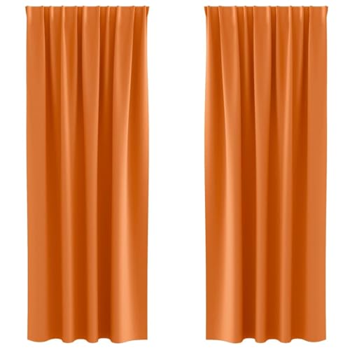 SKM Vorhänge mit Vorhängen 2 pcs Leuchtendes Orange Polyester,Heim & Garten,Dekoration,Fensterdrapierung,Vorhänge & Gardinen,Orange,1.46 kg,4107512 von SKM