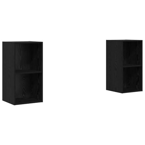 SKM Wand TV Schrank 2 pcs Schwarz Eiche 37 x 37 x 72 cm,Möbel,TV-Möbel,Schwarz,26.6 kg,3393556 von SKM