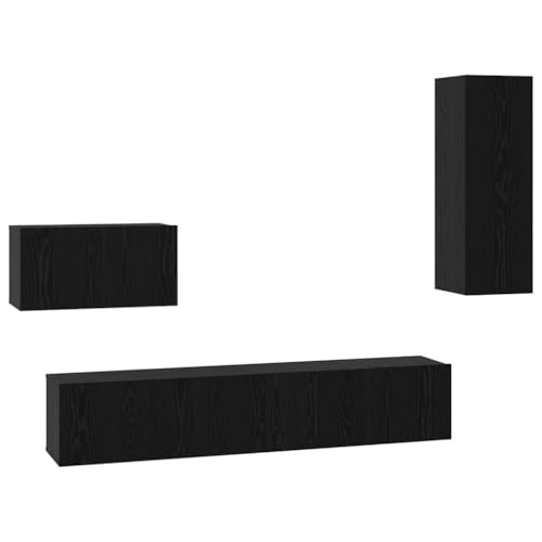 SKM Wand TV Schrank 4 pcs Schwarze Eiche 200 x 30 x 30 cm,Möbel,TV-Möbel,Schwarz,46.5 kg,3393466 von SKM