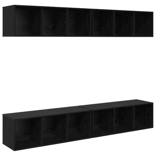 SKM Wand TV Schrank 4 pcs Schwarze Eiche 37 x 37 x 107,5 cm,Möbel,TV-Möbel,Schwarz,74.8 kg,3393535 von SKM