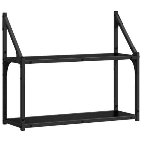 SKM Wandregal Schwarze Eiche 60 x 21 x 51 cm Holzwerkstoff,Möbel,Regalsysteme,Wandregale,Schwarz,4.48 kg,883515 von SKM