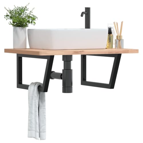 SKM Waschtisch-Halterungen 2 STK. Schwarz Trapezförmig Stahl,Heimwerkerbedarf,Bauzubehör,Halterungen,Schwarz,5.2KG,4007289 von SKM
