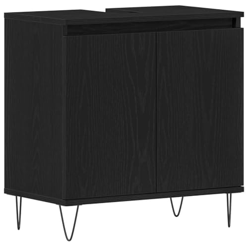 SKM Waschtisch mit Tür Schwarze Eiche 58 x 33 x 60 cm Holzwerkstoff,Möbel,Schränke,Spiegel- & Waschbeckenunterschränke,Badezimmerwaschtische,Schwarz,12.45 kg,862888 von SKM
