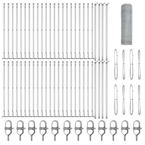 SKM Zaun mit Pfosten Silber 0,6 x 100 m PVC-beschichteter Stahl,Heimwerkerbedarf,Hauseinzäunung,Zaunfelder,Silber,72.75 kg,3353863 von SKM
