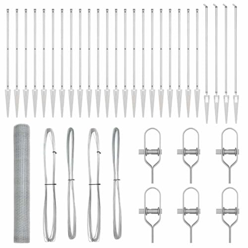 SKM Zaun mit Pfosten Silber 1.2 x 50 m PVC-beschichteter Stahl,Heimwerkerbedarf,Hauseinzäunung,Zaunfelder,Silber,65.3 kg,3353417 von SKM