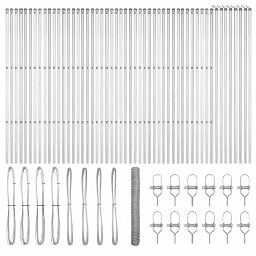 SKM Zaun mit Pfosten Silber 1.4 x 100 m PVC-beschichteter Stahl,Heimwerkerbedarf,Hauseinzäunung,Zaunfelder,Silber,97.1 kg,3353035 von SKM