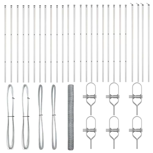 SKM Zaun mit Pfosten Silber 1.5 x 50 m PVC-beschichteter Stahl,Heimwerkerbedarf,Hauseinzäunung,Zaunfelder,Silber,52 kg,3353004 von SKM
