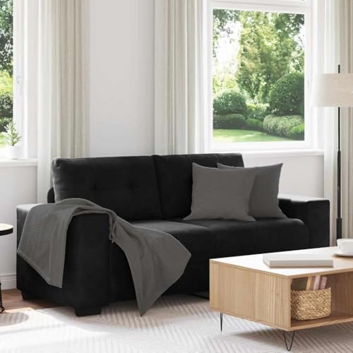 SKM Zweisitzer-Sofa Schwarz 140 cm Samt,Möbel,Sofas,Schwarz,25.9KG,4105127 von SKM