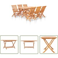 The Living Store 7-tlg. Garten-Essgruppe Klappbar Massivholz Teak - Gartenmöbel - Essgruppe - Teakholz - Outdoor Furniture - Klapptisch von SKM