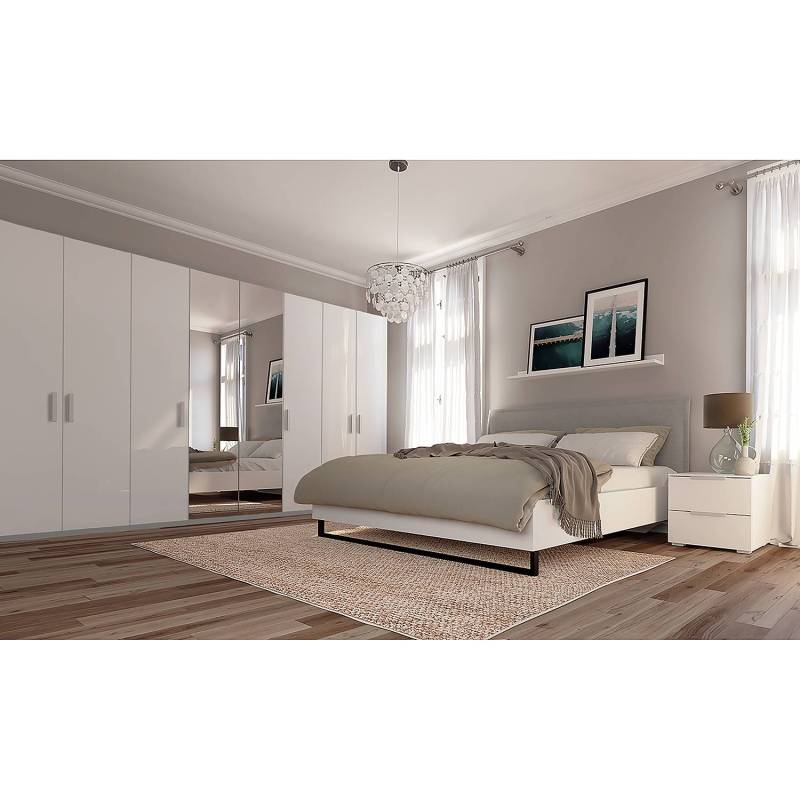home24 Drehtürenschrank pure gloss reflect 360 x 236cm Weiß/Hochglanz Weiß/Seidengrau von home24