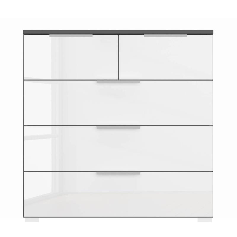 home24 Kommode x3+2 80 x 81 x 42cm Grau/Hochglanz Weiß/Graphit Aluminium von home24