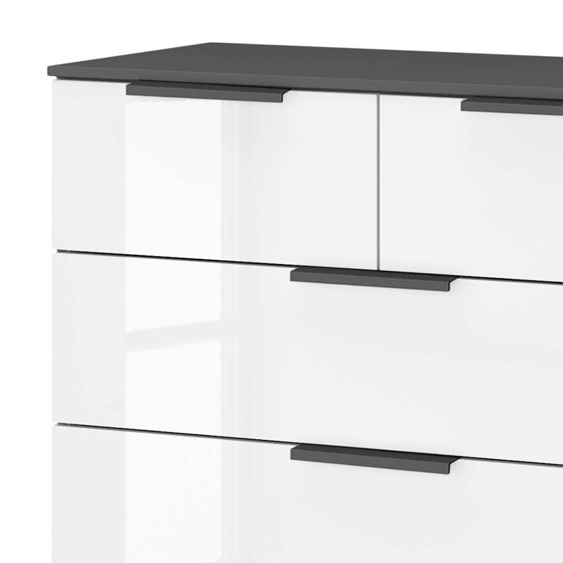 home24 Kommode x4+2 80 x 100 x 42cm Grau/Hochglanz Weiß/Graphit Korpusfarbe von home24
