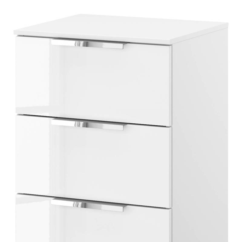 home24 Kommode x4 40cm Weiß/Hochglanz Weiß/Alpinweiß Chrom von home24