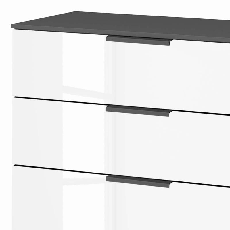 home24 Kommode x4 80cm Grau/Hochglanz Weiß/Graphit Korpusfarbe von home24
