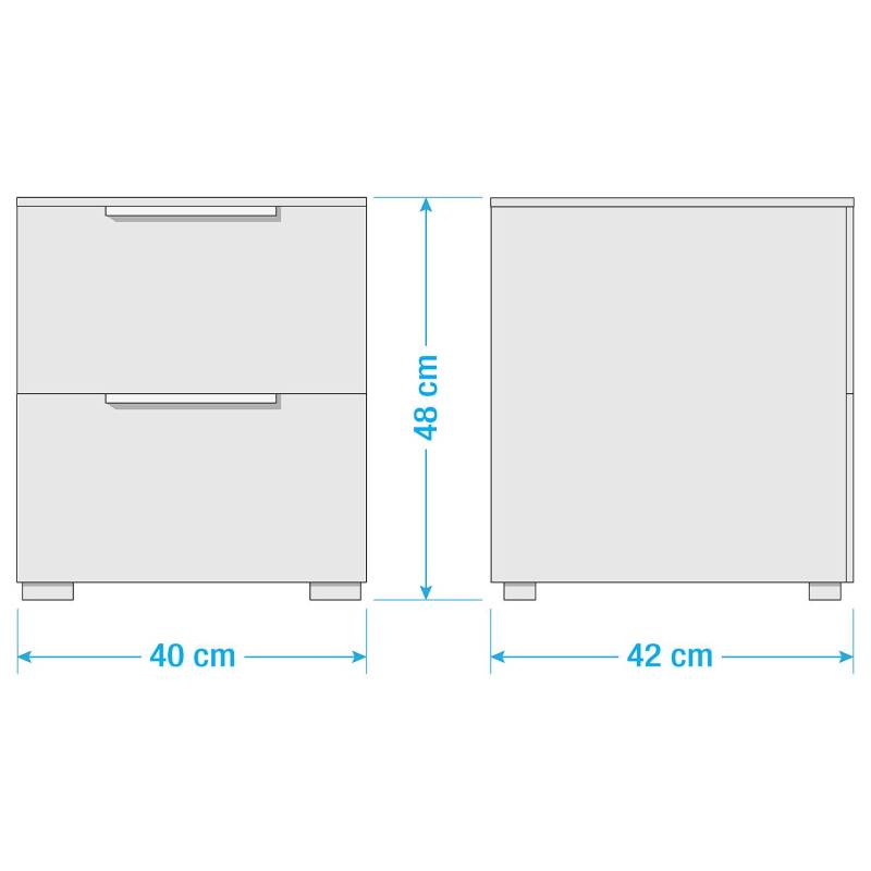 home24 Nachtkommode x2 40cm Grau/Hochglanz Weiß/Graphit Aluminium von home24