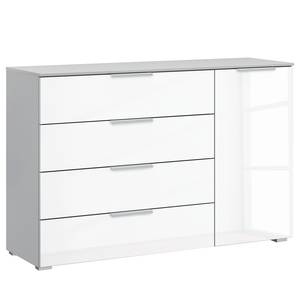 home24 Sideboard x4+1 120 x 81 x 42cm Weiß/Hochglanz Weiß/Seidengrau Aluminium von home24