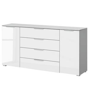 home24 Sideboard x4+2 160 x 81 x 42cm Weiß/Hochglanz Weiß/Seidengrau Aluminium von home24