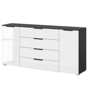 home24 Sideboard x4+2 160 x 81 x 42cm Grau/Hochglanz Weiß/Graphit Korpusfarbe von home24