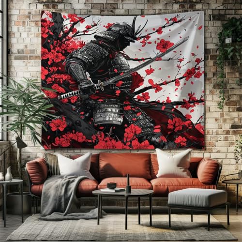 Japanischer Samurai Wandteppich Rot Wandtuch Wandbehang für Schlafzimmer Wohnzimmer Dorm Decor Wandteppiche 150x130cm Japanischer Samurai Wandteppich Rot Wandtuch Wandbehang für Schlafzimmer Wohnzimmer Dorm Decor Wandteppiche 150x130cm von SKOEUI