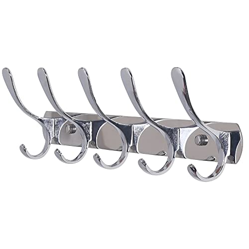 SKOLOO Garderobenleiste, Moderne, stabile Metall Kleiderhaken Wand mit 5 Haken, zum Aufhängen von Kleidung, Mantel, Hüten, Jacken, Rucksack, Hakenleiste Silber, ideal im Zuhause und Büro von SKOLOO