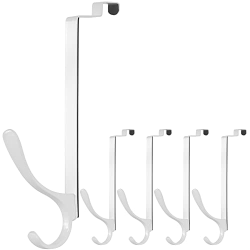 SKOLOO Kleiderhaken Tür Einhängen, 5 Stück, Metall Türhaken Ohne Bohren, Türgarderobe für Handtuchhalter, Mäntel, Mäntel, Weiß SKOLOO Kleiderhaken Tür Einhängen, 5 Stück, Metall Türhaken Ohne Bohren, Türgarderobe für Handtuchhalter, Mäntel, Mäntel, Weiß von SKOLOO