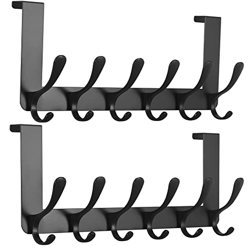 SKOLOO Türgarderobe Türhaken, Metall Türhaken Zum Einhängen mit 6 Haken, Kleiderhaken Tür für Handtuchhalter, Mäntel, 2 Stück, Schwarz SKOLOO Türgarderobe Türhaken, Metall Türhaken Zum Einhängen mit 6 Haken, Kleiderhaken Tür für Handtuchhalter, Mäntel, 2 Stück, Schwarz von SKOLOO