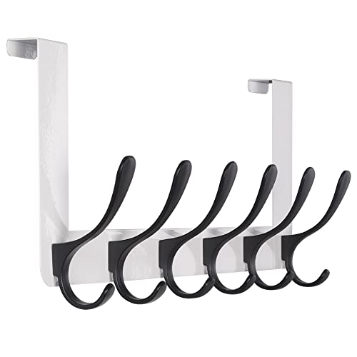 SKOLOO Türgarderobe Türhaken, Metall Türhaken Zum Einhängen mit 6 Haken, Kleiderhaken Tür für Handtuchhalter, Mäntel, Schwarz auf Weiß SKOLOO Türgarderobe Türhaken, Metall Türhaken Zum Einhängen mit 6 Haken, Kleiderhaken Tür für Handtuchhalter, Mäntel, Schwarz auf Weiß von SKOLOO