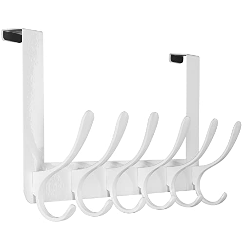 SKOLOO Türgarderobe Türhaken, Metall Türhaken Zum Einhängen mit 6 Haken, Kleiderhaken Tür für Handtuchhalter, Mäntel, Weiß SKOLOO Türgarderobe Türhaken, Metall Türhaken Zum Einhängen mit 6 Haken, Kleiderhaken Tür für Handtuchhalter, Mäntel, Weiß von SKOLOO