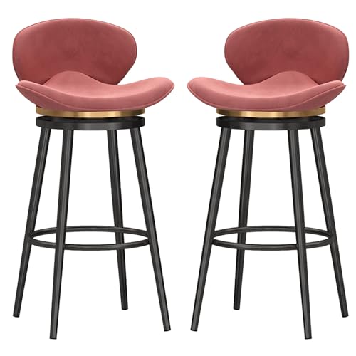 360° Barhocker Samt mit niedrigem Rücken und Fußstütze 2er Set Barhocker Polsterhochhocker für Esszimmer Home Bar Pink 75cm H von SKORDO