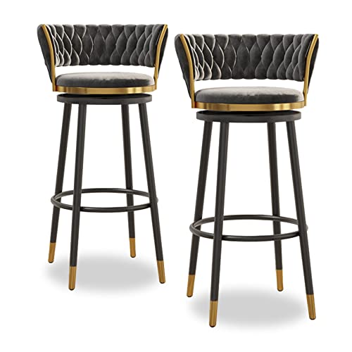 Drehbare Barhocker 2er Set für Küche, Samt Tonhöhe Barstühle mit gewebter Rückseite Hohe Barhocker Kücheninsel Hocker mit schwarzen Metallbeinen Sitzhöhe 65/75 cm Drehbare Barhocker 2er Set für Küche, Samt Tonhöhe Barstühle mit gewebter Rückseite Hohe Barhocker Kücheninsel Hocker mit schwarzen Metallbeinen Sitzhöhe 65/75 cm von SKORDO