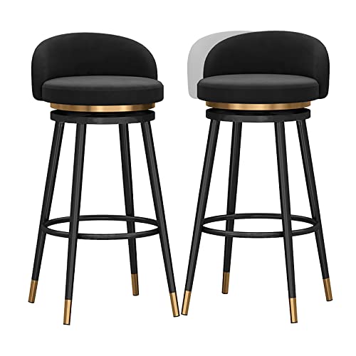 Küchenhocker Moderner Hochhocker 2er Set 360° drehbare Barstühle mit Rückenlehne und Metallbasis Küche Kneipe Frühstückssstuhl 65cm Schwarz Küchenhocker Moderner Hochhocker 2er Set 360° drehbare Barstühle mit Rückenlehne und Metallbasis Küche Kneipe Frühstückssstuhl 65cm Schwarz von SKORDO