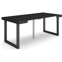 Ausziehbarertisch, Multifunktionaler ausziehbarer, 180, Für 8 Gäste, Massivholz Beine, Moderner Stil, Schwarz - Skraut Home Ausziehbarertisch, Multifunktionaler ausziehbarer, 180, Für 8 Gäste, Massivholz Beine, Moderner Stil, Schwarz - Skraut Home von SKRAUT HOME