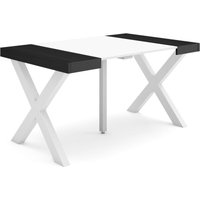 Ausziehbarertisch, Multifunktionaler ausziehbarer, 140, Für 6 Gäste, Massivholz Beine, Moderner Stil, Weiß und Schwarz - Skraut Home Ausziehbarertisch, Multifunktionaler ausziehbarer, 140, Für 6 Gäste, Massivholz Beine, Moderner Stil, Weiß und Schwarz - Skraut Home von SKRAUT HOME