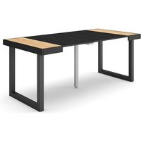 Ausziehbarertisch, Multifunktionaler ausziehbarer, 180, Für 8 Gäste, Massivholz Beine, Moderner Stil, Eiche Schwarz - Skraut Home Ausziehbarertisch, Multifunktionaler ausziehbarer, 180, Für 8 Gäste, Massivholz Beine, Moderner Stil, Eiche Schwarz - Skraut Home von SKRAUT HOME