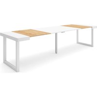 Ausziehbarertisch, Multifunktionaler ausziehbarer, 300, Für 14 Gäste, Massivholz Beine, Moderner Stil, Eiche und weiß - Skraut Home Ausziehbarertisch, Multifunktionaler ausziehbarer, 300, Für 14 Gäste, Massivholz Beine, Moderner Stil, Eiche und weiß - Skraut Home von SKRAUT HOME