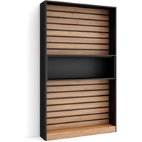 Bücherregal Bibliothek, Bookshelf, Bookcase, 110x186x25cm, Wohnzimmer, Esszimmer, Büro, Aufbewahrungsregal, Moderner Stil, Eiche Schwarz - Skraut Home von SKRAUT HOME