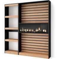 Bücherregal Bibliothek, Bookshelf, Bookcase, 170x186x25cm, Wohnzimmer, Esszimmer, Büro, Elektrokamin. Maße, Moderner Stil, Eiche Schwarz - Skraut Home Bücherregal Bibliothek, Bookshelf, Bookcase, 170x186x25cm, Wohnzimmer, Esszimmer, Büro, Elektrokamin. Maße, Moderner Stil, Eiche Schwarz - Skraut Home von SKRAUT HOME