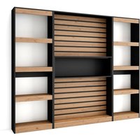 Bücherregal Bibliothek, Bookshelf, Bookcase, 230x186x25cm, Wohnzimmer, Esszimmer, Büro, Aufbewahrungsregal, Moderner Stil, Eiche Schwarz - Skraut Home Bücherregal Bibliothek, Bookshelf, Bookcase, 230x186x25cm, Wohnzimmer, Esszimmer, Büro, Aufbewahrungsregal, Moderner Stil, Eiche Schwarz - Skraut Home von SKRAUT HOME