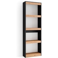 Skraut Home - Bücherregal Bibliothek Bookshelf, Bookcase 60x186x25cm Wohnzimmer, Esszimmer, Büro Aufbewahrungsregal Moderner Stil Eiche Schwarz von SKRAUT HOME