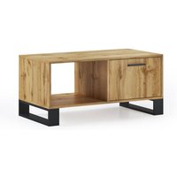 Couchtisch mit Türen, Wohnzimmer, Modell loft, Strukturfarbe und Türen in Eiche Rustikal, Maße 92x50x45cm hoch. - braun - Skraut Home von SKRAUT HOME