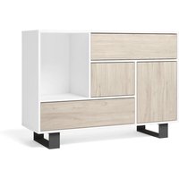 Esszimmerbuffet, Sideboard wind 1 Tür, 3 Schubladen, Gestell Farbe Weiß und Tür und Schubladen Farbe Eiche, 120x40x86cm. - weiss - Skraut Home von SKRAUT HOME