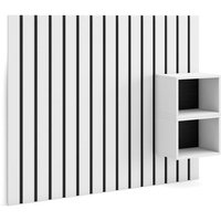 Kopfteil, Nachttischen, Lamellenwand Holz, 133x107x3 cm, 80,90,110 cm Bett, Stauraum, Moderner Stil, Weiß - Skraut Home von SKRAUT HOME