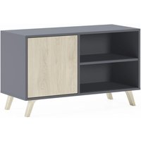 Möbel tv 100 mit linker Tür, Wohnzimmer, Modell wind, Strukturfarbe Anthrazitgrau, Tür Puccini-Farbe, Maße 95x40x57cm hoch. - multicolor - Skraut Home von SKRAUT HOME