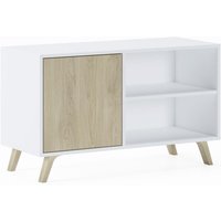 Möbel tv 100 mit linker Tür, Wohnzimmer, Modell wind, Strukturfarbe weiß, Türfarbe Puccini, Maße 95x40x57cm hoch. - multicolor - Skraut Home von SKRAUT HOME