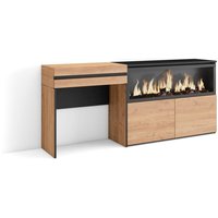 Schminktisch, Frisiertisch mit Stauraum, 177x75x35 cm, mit Schublade, Elektrokamin xxl, Moderner Stil, Eiche - Skraut Home von SKRAUT HOME