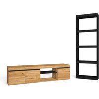 Set naturale - Wohnzimmer - Esszimmer - Büro - Modulare Möbel - tv Stand 160cm Eiche/Schwarz - Bibliotek / Bücherregal Schwarz - Moderner Stil von SKRAUT HOME