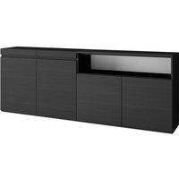 Sideboard, Highboard, Kommode, Komodenschrank, 200x75x35cm, 4 Türen, Wohnzimmer, Küche, Moderner Stil, Schwarz - Skraut Home von SKRAUT HOME